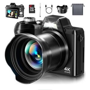4K Black Digital Camera with Accessories